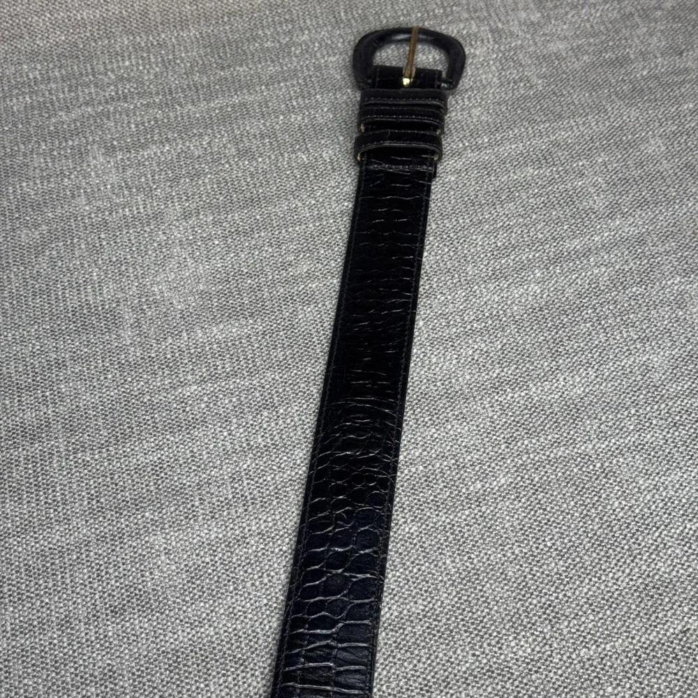 Cipriani Vintage Black Italian Alligator Calfskin Leather Belt Large Old Money